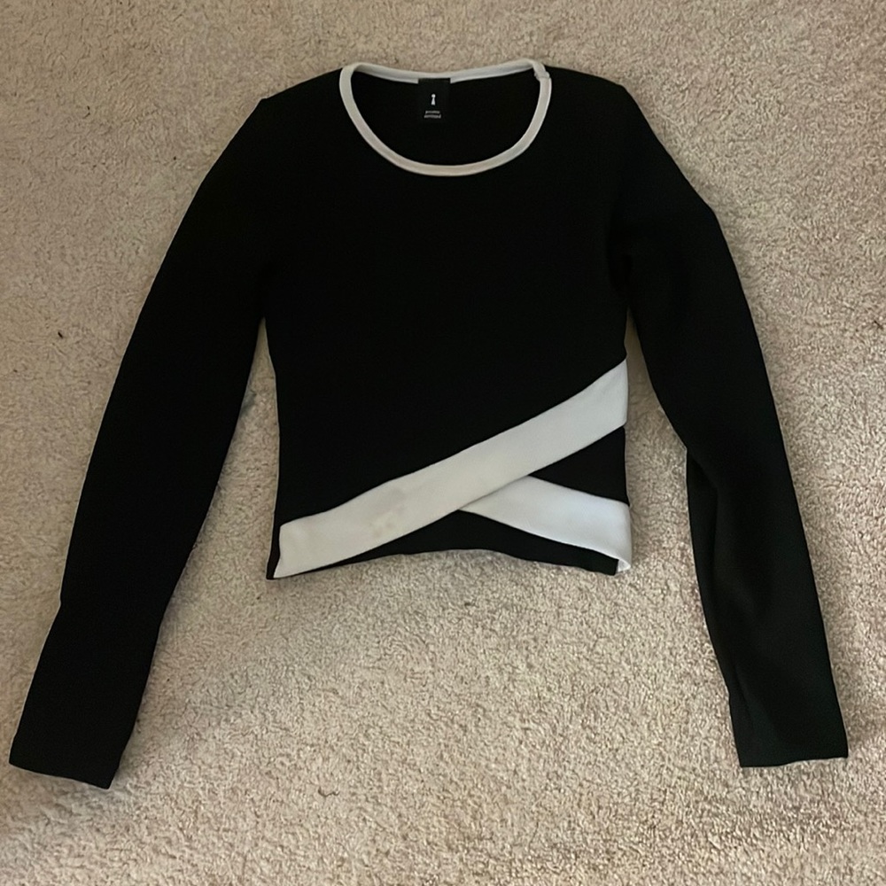 Black with white stripe cropped sweater size small